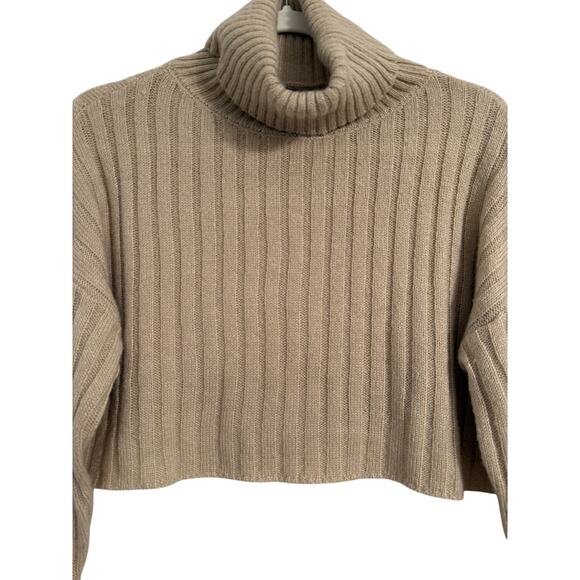 Forever 21 Women's Small Turtle Neck Cropped Sweater 90's Y2K Fall Neutral - Picture 3 of 9